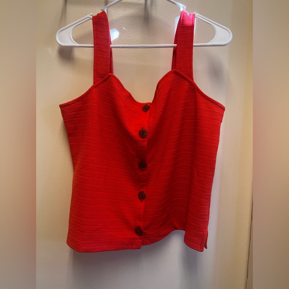 J. Crew Textured Front Button Tank Top